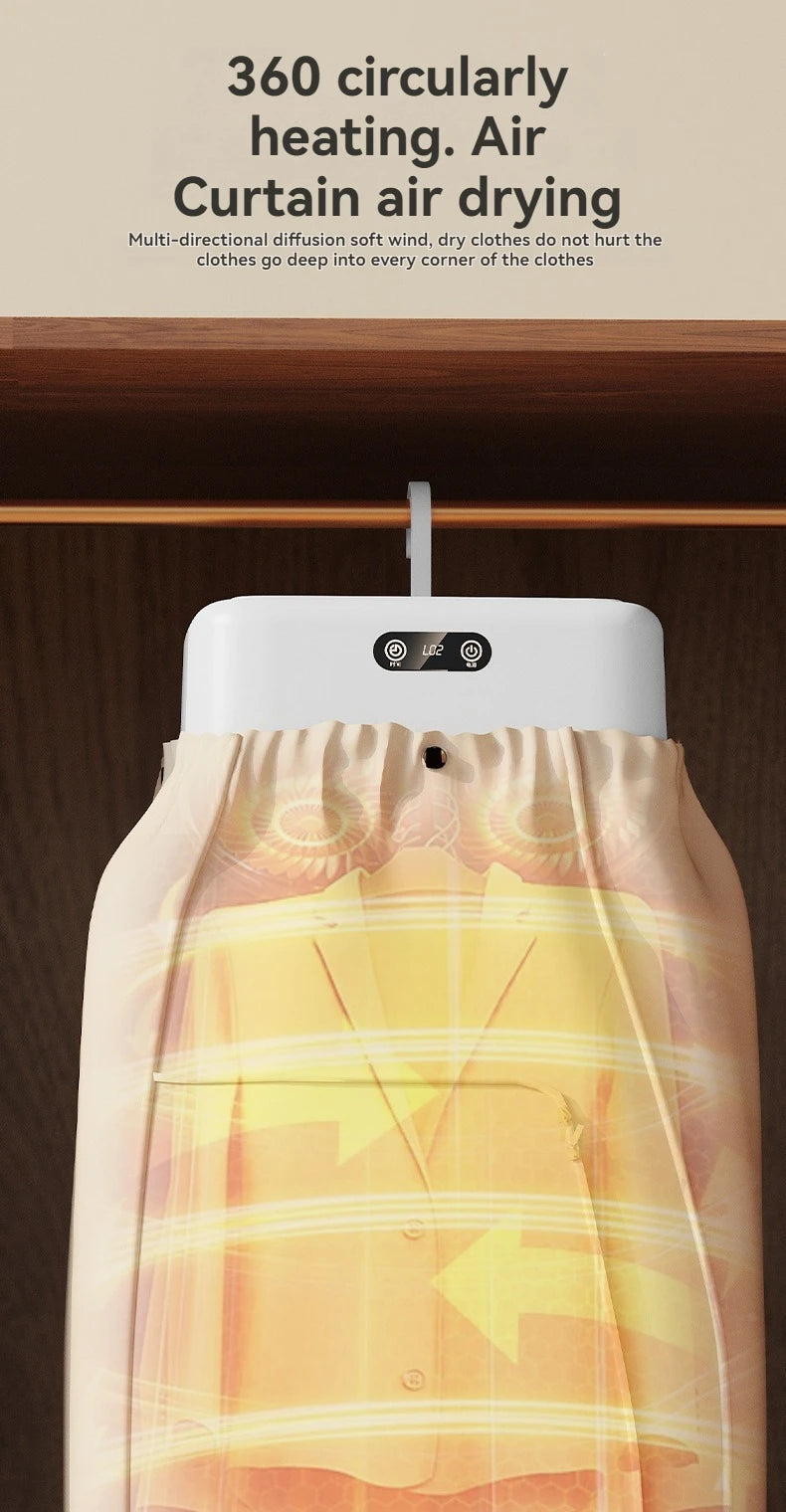 Mini sèche-linge portable pliable et électrique, intelligent, à séchage rapide et minuté, avec sac de séchage, compact et de voyage