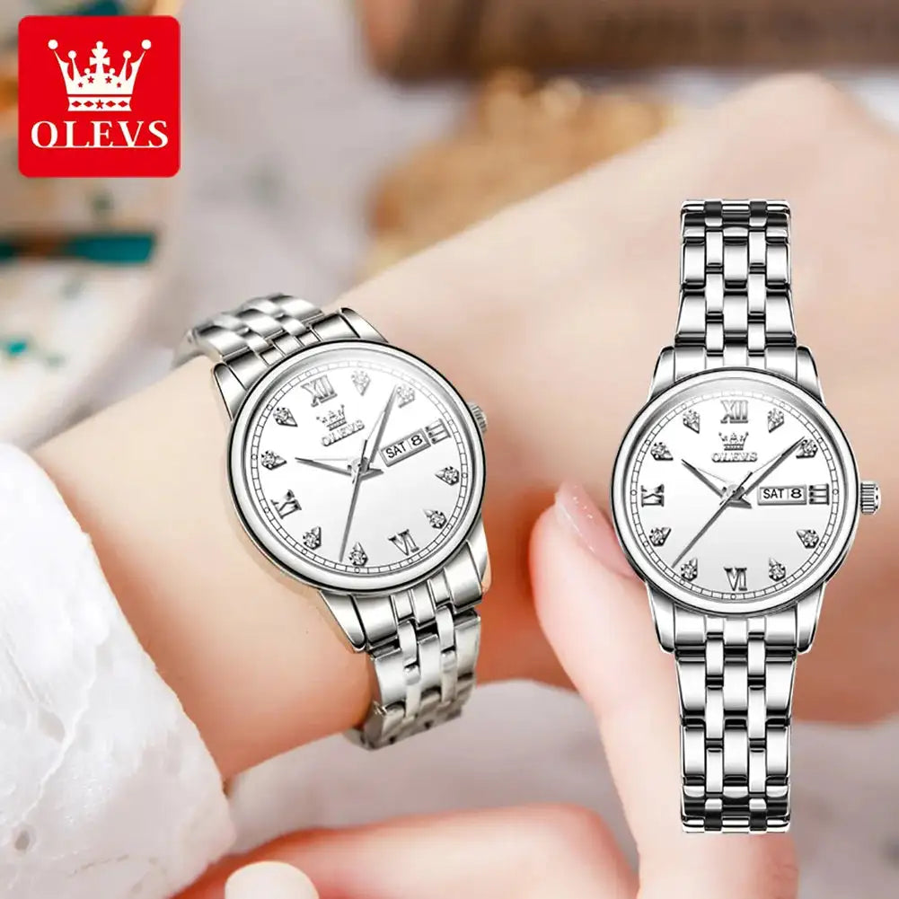 OLEVS Luxury Brand Quartz Watch for Women Stainless Steel Waterproof Ladies Wristwatch Fashion Diamond Dial Women's Watch New In - Lootquake