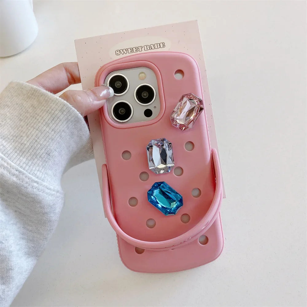 Funda blanda de lujo para iPhone con diseño de Crocs