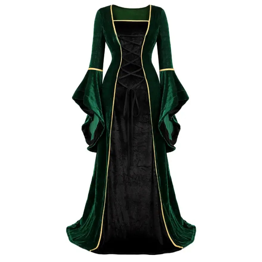 Medieval Renaissance Velvet Long Dress Women Victorian Retro Fancy Gown Halloween Cosplay Costume Plus Size - Lootquake