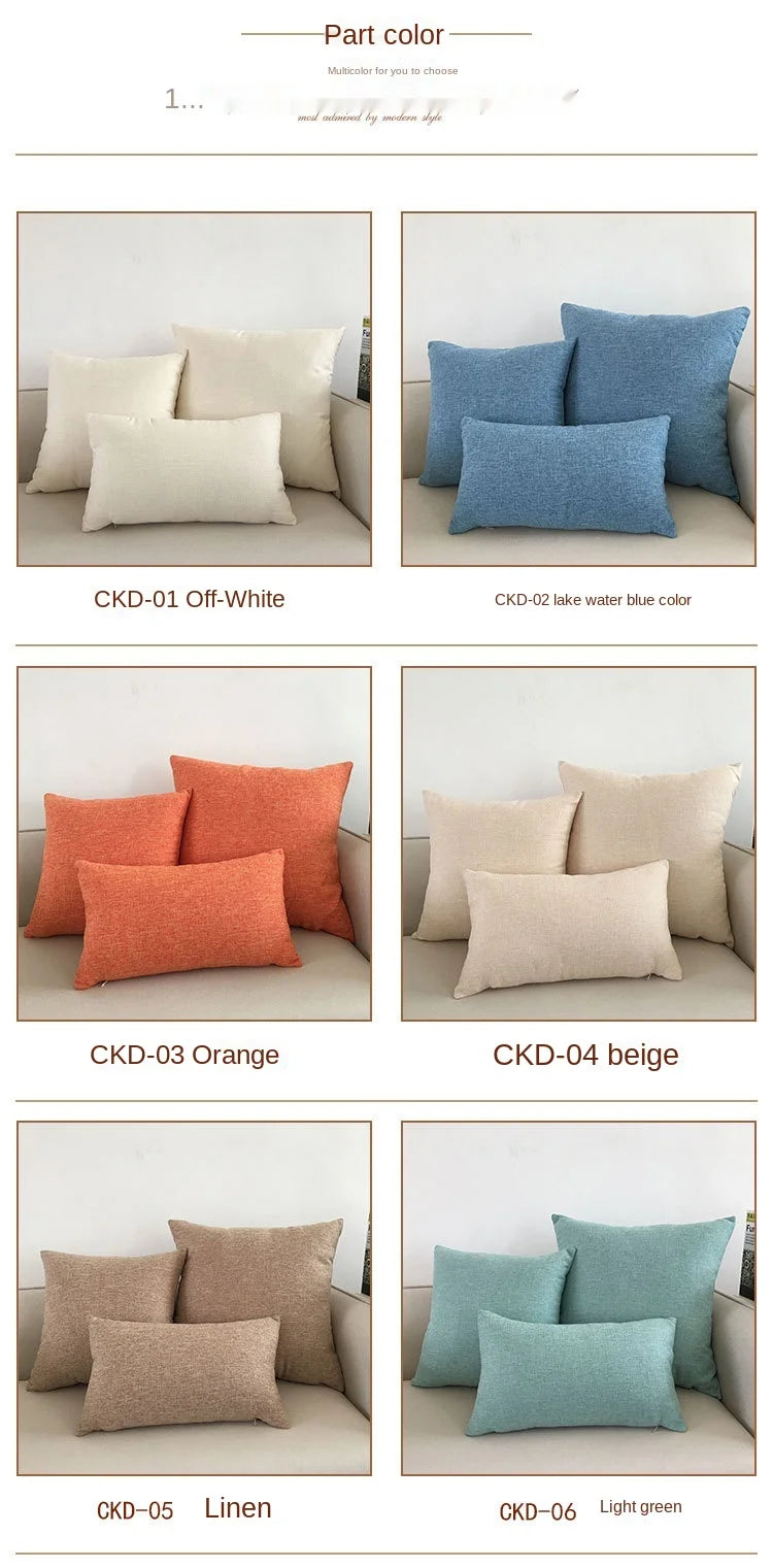 Funda de cojín de sofá lisa de 30 x 50/40 x 40/45 x 45/40 x 60/50 x 50/55 x 55/60 x 60 cm, funda decorativa para asiento de coche o silla.