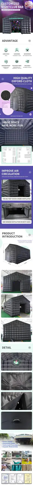 7x5m Disco Light N Fog Machine Black Cube Blow Up Bar Tent Inflatable Nightclub Portable Inflatable Party Tent Free Air Shipping - Lootquake