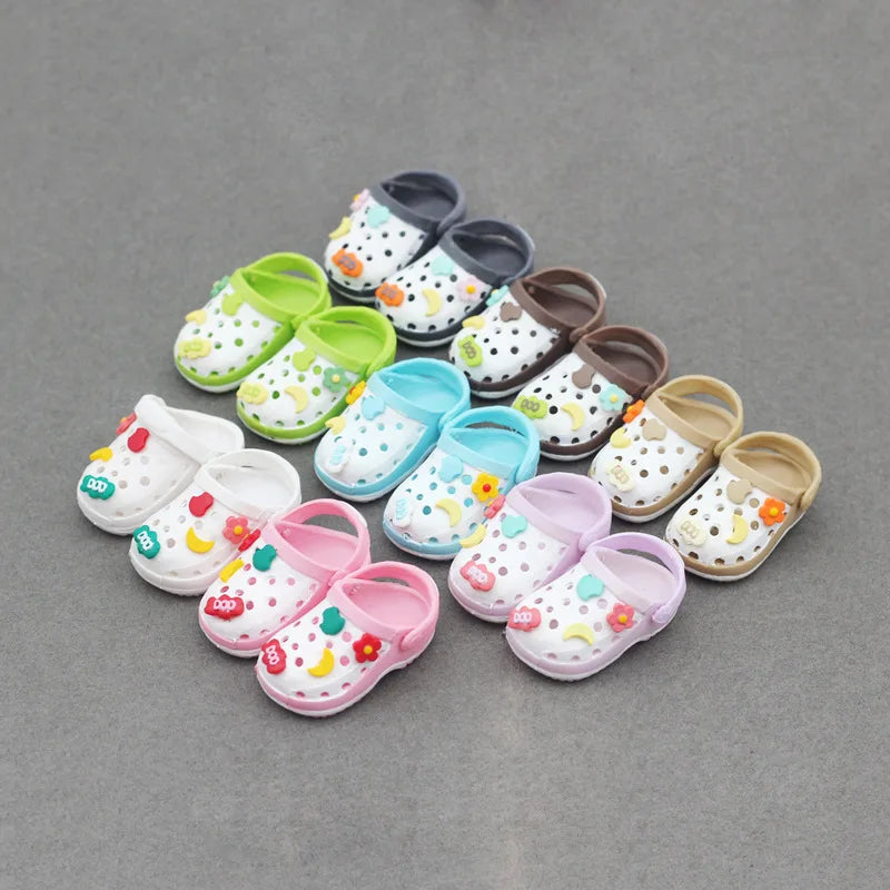 Labubu Doll Slippers 4.3x2.0cm Labubu Doll Decorative Accessories Desktop Doll Ornament Shoes For 15cm Doll Children Toys Gift