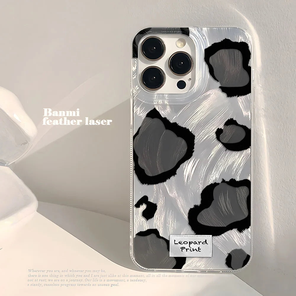 Funda blanda para teléfono con estampado de leopardo
