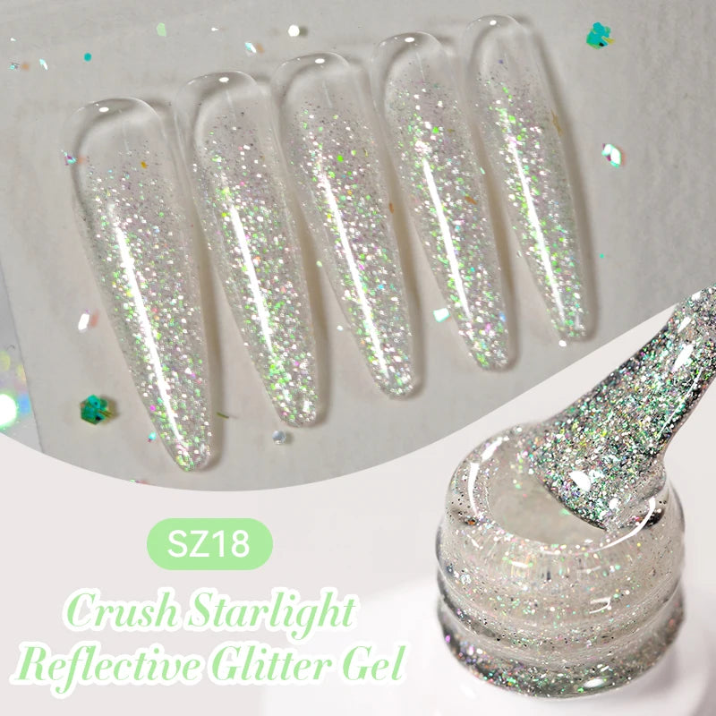 BORN PRETTY 10ml Reflective Glitter Gel Nail Polish Carat Mirage Sparkling Color Shine UV LED Soak Off Semi-Permanant Varnish