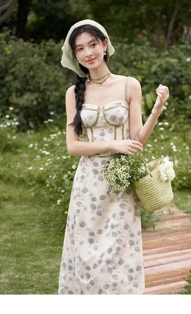 MISHOW Floral Camisole Skirt Separately Summer Adjustable Shoulder Straps Sleeveless Top Back Elastic Waist Skirts MXD14D0026 - Lootquake