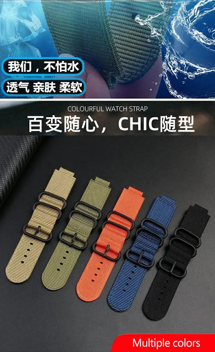 For TIMEX Tide Canvas Convex Strap Male Compass Bracelet T2N721 T2N720 TW2T76500 TW2T76300 Nylon Watchband 24*16MM Wristband - Lootquake