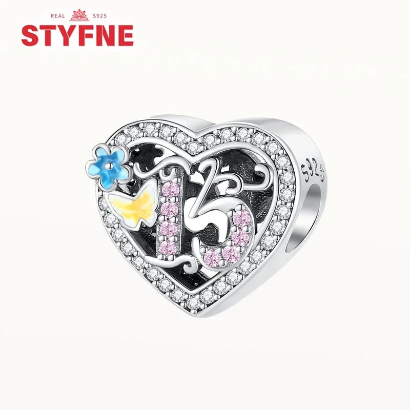 S925 Silver Happy Birthday Charms Love Numbers Celebration Anniversary Serie Beads for Women Diy Original Bracelet Jewelry Gift - Lootquake