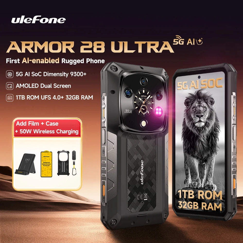 【Première mondiale】Ulefone Armor 28 Ultra 5G Téléphone robuste IA 1 To ROM + 32 Go RAM Smartphone Android AMOLED 6,67" 10600 mAh Téléphone portable
