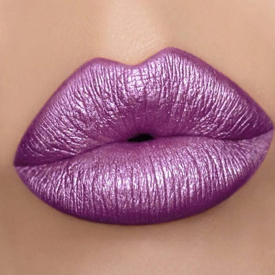 Rouge à lèvres pailleté violet Diamond Shimmer, longue tenue, waterproof, pour femmes et filles, maquillage et cosmétiques