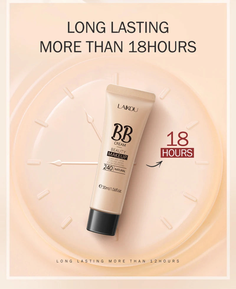 Crema BB correctora, blanqueadora, iluminadora, base de maquillaje, 18 horas de duración, resistente al agua, hidratante, cosmética coreana, 1 unidad