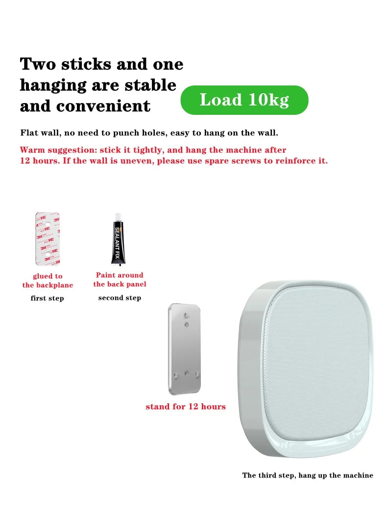 Enceinte Bluetooth sans fil murale, son surround 3D, radio FM multifonctionnelle, caisson de basses portable d'extérieur, longue durée de vie de la batterie