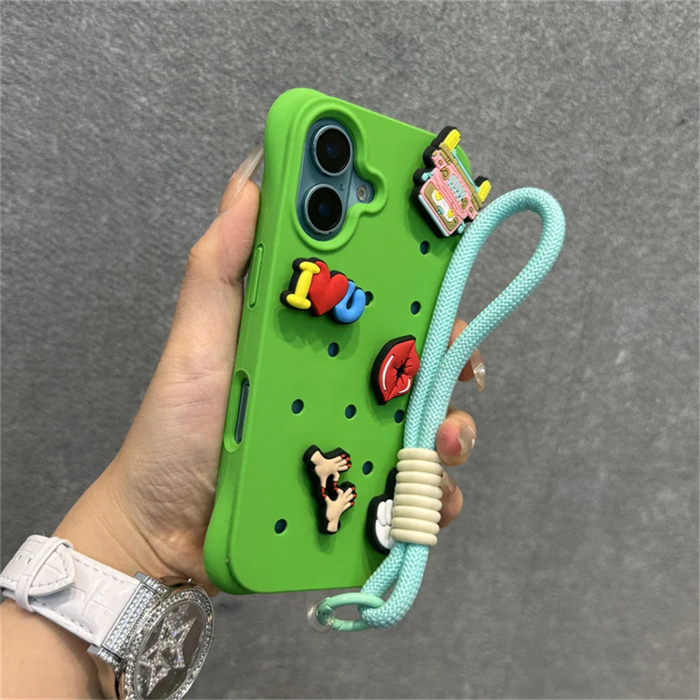 Funda blanda de silicona líquida con agujeros para iPhone