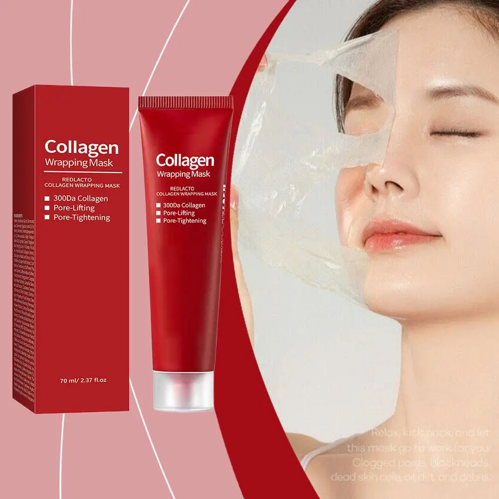 Mascarilla despegable de colágeno, mascarilla hidratante de colágeno rojo lacto, mascarilla envolvente de limpieza profunda, mascarilla facial envolvente nocturna, elasticidad de la piel.