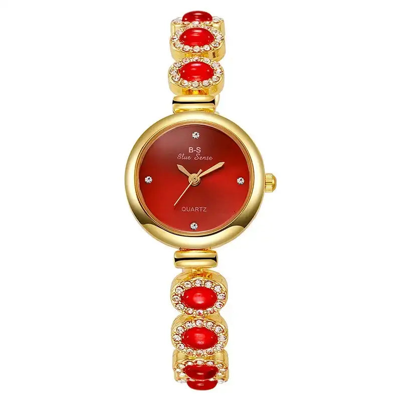 Famous Brand Women's Quartz Watches Luxury Green Gemstone Bracelet Watch Gift Female Wristwatch Dropshipping Relojes Para Mujer - Lootquake