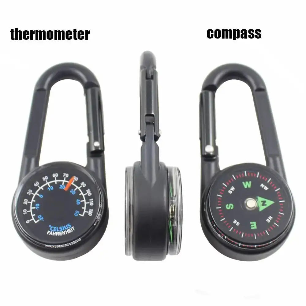 Mini Compass Thermometer Carabiner Compass Thermometer Carabiner 3 in 1 Outdoor Hiking Key Buckle Double Sided Metal Compasses - Lootquake