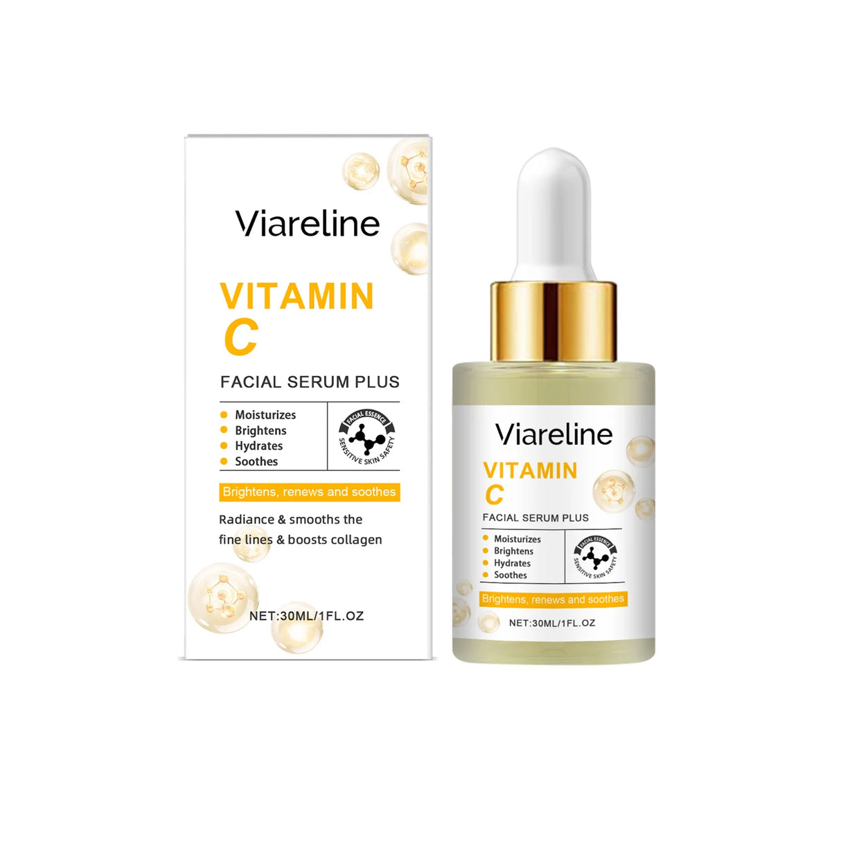 Suero facial hidratante con vitamina C: nutritivo, mejora la elasticidad de la piel y reduce las líneas de expresión. Esencia diaria para el cuidado de la piel.