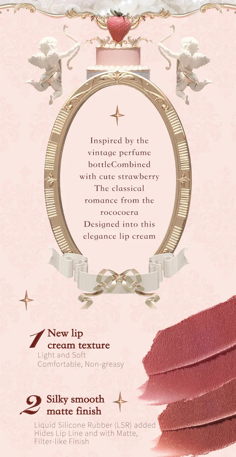 Flower Knows Strawberry Rococo Series Cloud Lip Cream Gloss à lèvres longue tenue Velvet Lip Tint Rouge à lèvres pour femmes Cosmétique