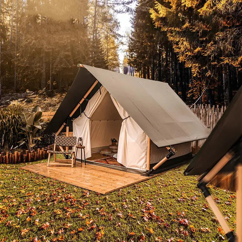 Hunted Tent Safe Sturdy 900D Oxford Cloth Wood Safari Hotel Tent Glamping Four Seasons Cabin Tiny Safari Tents Chinese Suppliers - Lootquake