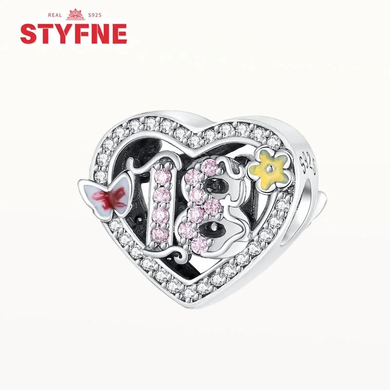 S925 Silver Happy Birthday Charms Love Numbers Celebration Anniversary Serie Beads for Women Diy Original Bracelet Jewelry Gift - Lootquake