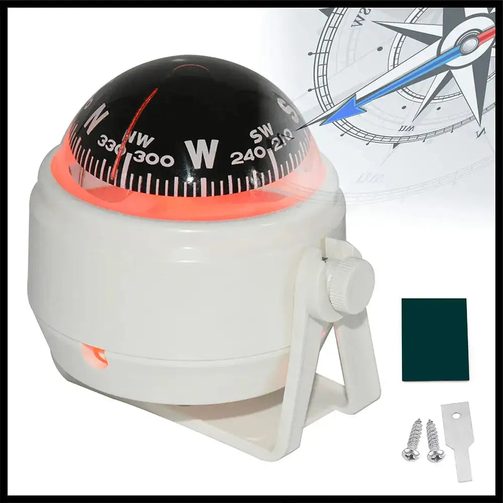 Navigation Car Compass For Marine Car Boat Pivoting Electronic LED Light Guide Ball Vehicle Navigation Tool Compass Accessories - Lootquake