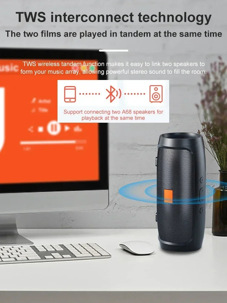 Altavoz Bluetooth con doble altavoz estéreo para exteriores, reproducción TFSB, transmisión de voz FM, subwoofer portátil, altavoz inalámbrico 5.0