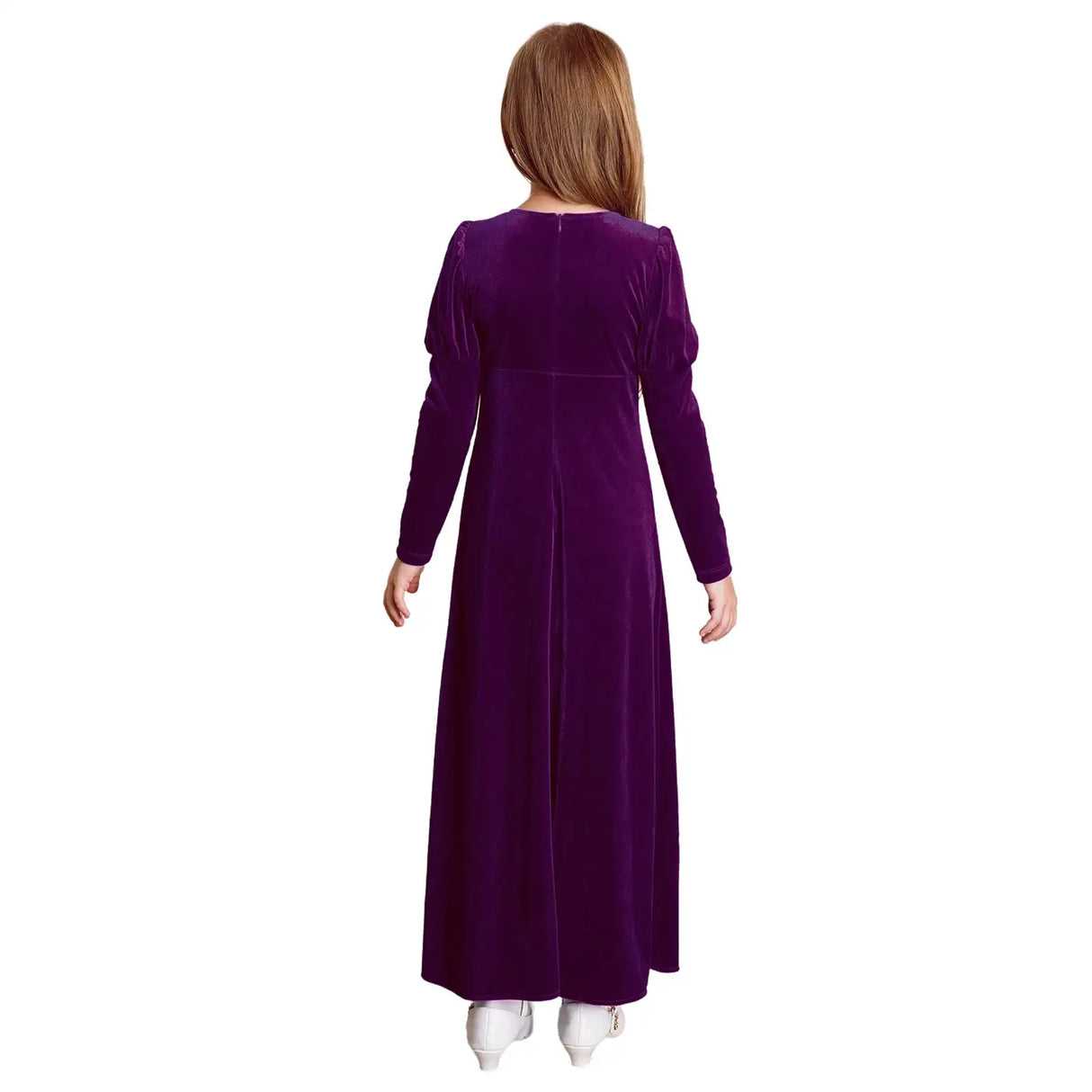 Girls Velvet Medieval Princess Dress Long Sleeve Renaissance Retro Robe Ancient Roman Long Dress for Halloween Carnival Party - Lootquake
