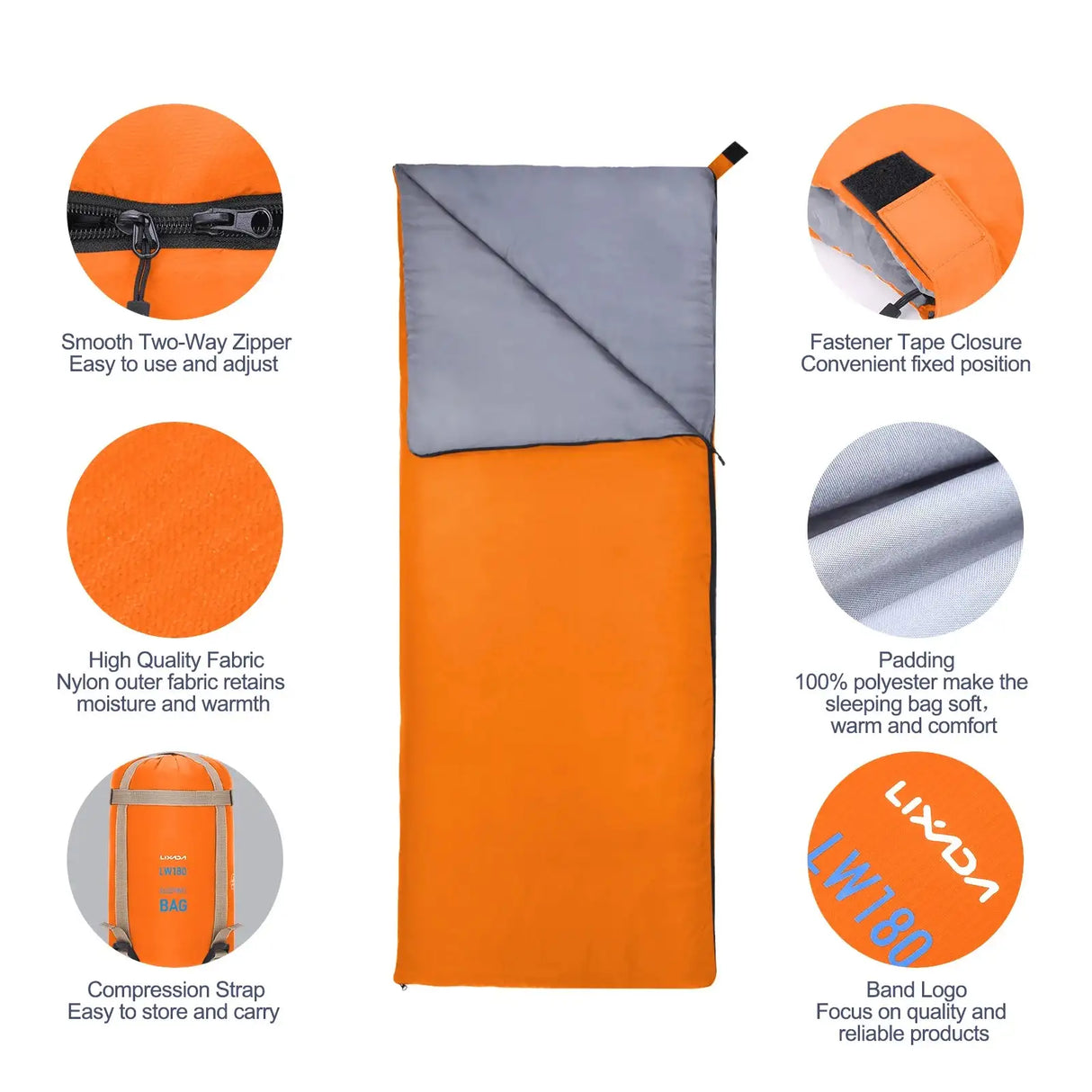 Saco de dormir portátil para exteriores Lixada de 190 x 75 cm, para acampar, viajar, senderismo, multifunción, ultraligero, 680 g, para mochileros.