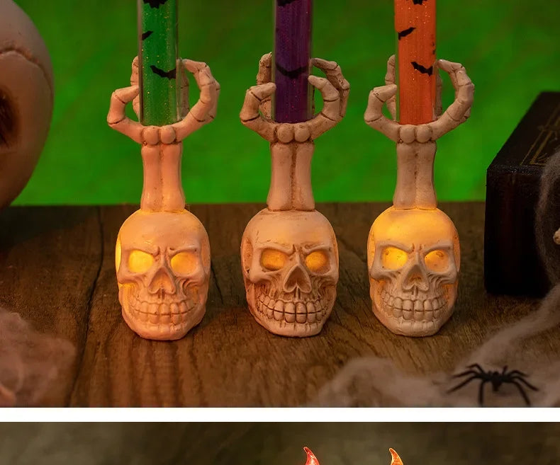 Lampe tête de mort pour Halloween, décoration créative pour fête effrayante, lanterne à bougie unique en forme de tête de mort, décoration d'Halloween, éclairage effrayant
