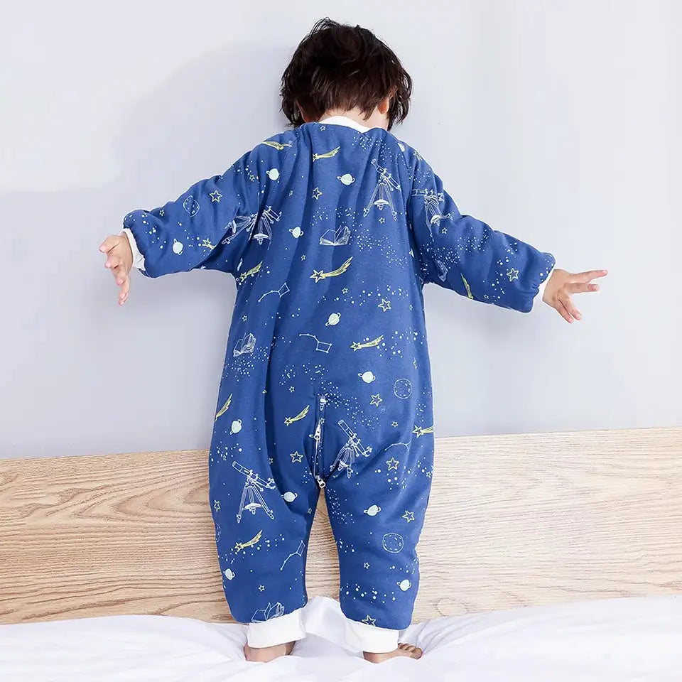 Baby Sleeping Bag Cute Flowers Print Toddler Sleepwear Walk Play Pajamas 2.5Tog Thick Winter Keep Warm Sleepsack 1-4 Years - Lootquake