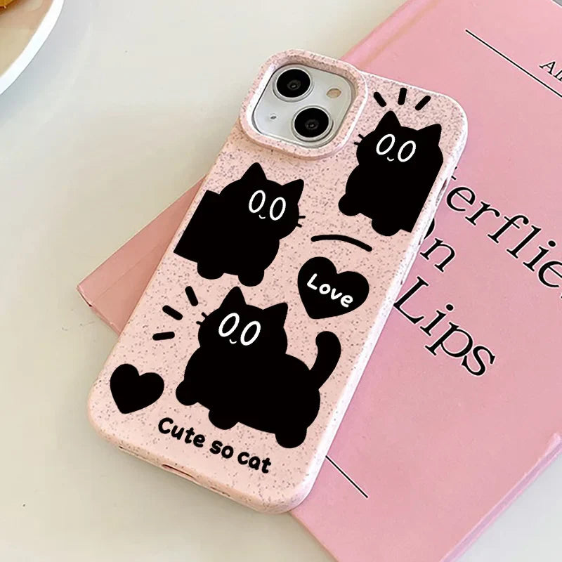 Funda para teléfono con dibujo de gato negro