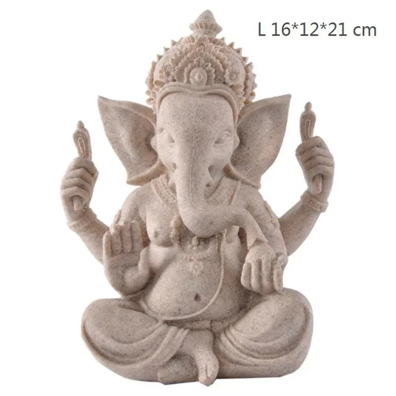 Escultura artesanal de arenisca, meditación sentada, estatua de Buda, escultura de elefante Ganesha, quemador de incienso, decoración Feng Shui,