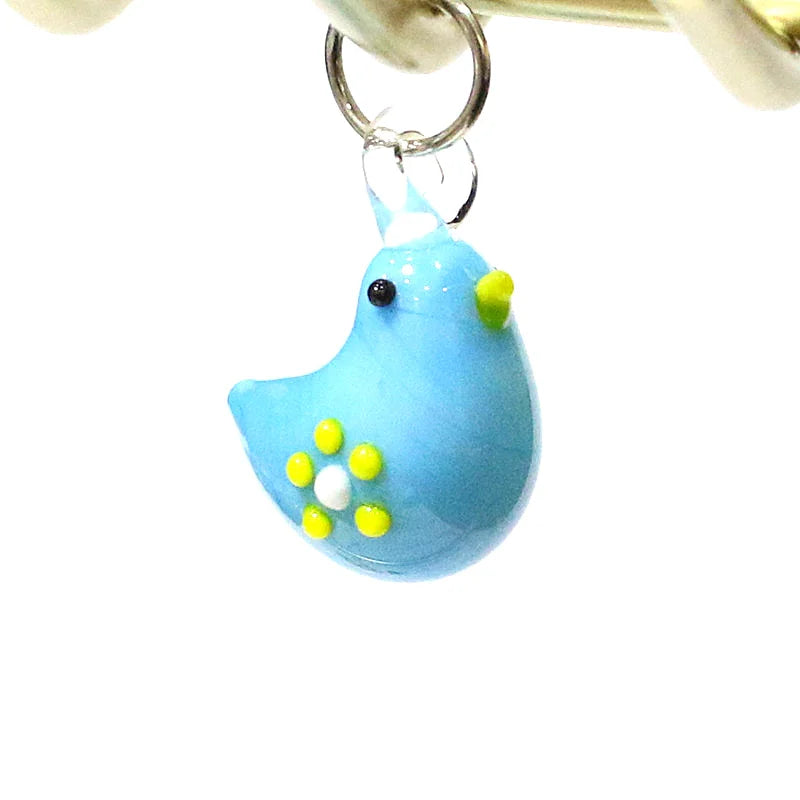 2pcs Cute Tiny Bird Charm Glass Pendant Kawaii Style Bird Mini Figurine Easter Ornament for Diy Women Jewelry Making Accessories - Lootquake