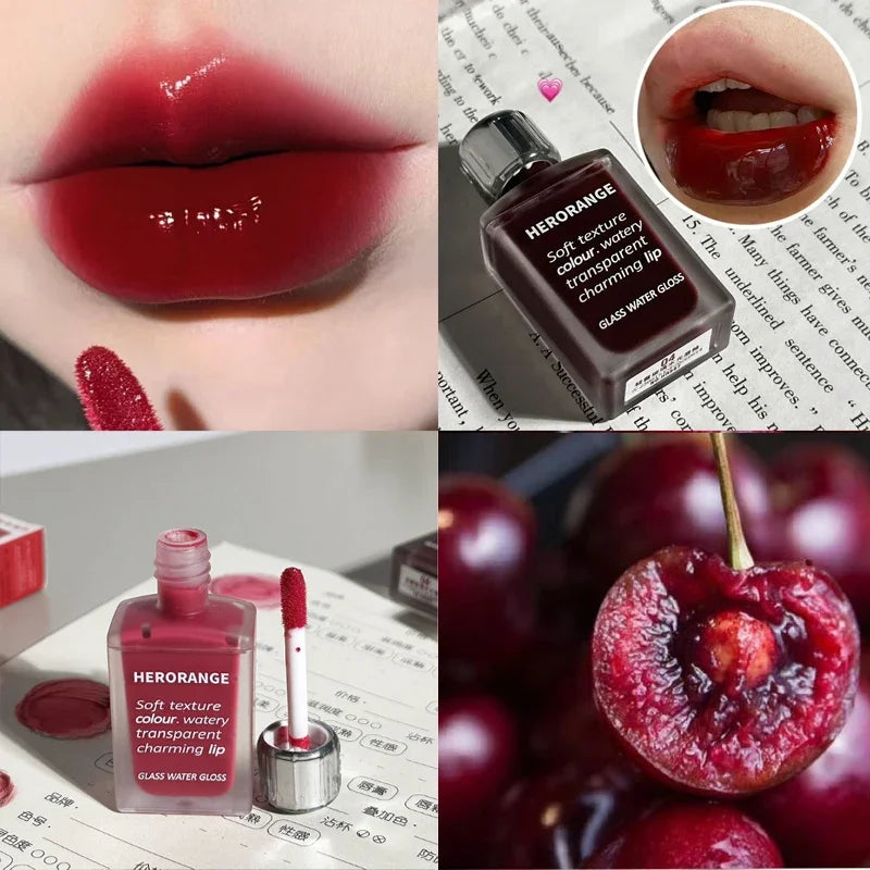 HERORANGE Brillo de labios ligero, brillo de labios, no se pega fácilmente, duradero, lápiz labial hidratante de agua, maquillaje líquido coreano
