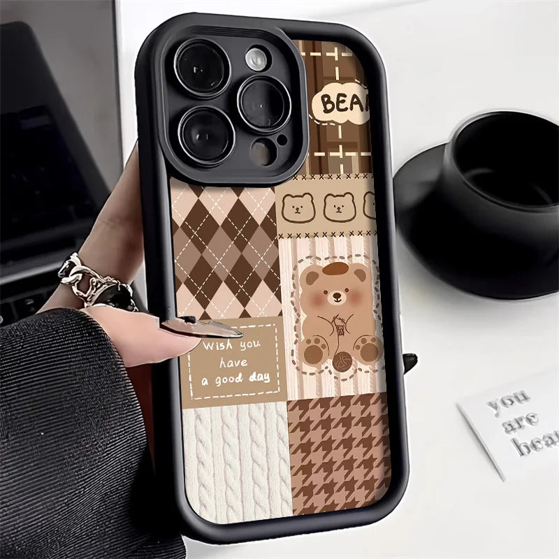 Funda de silicona para teléfono con diseño retro de oso