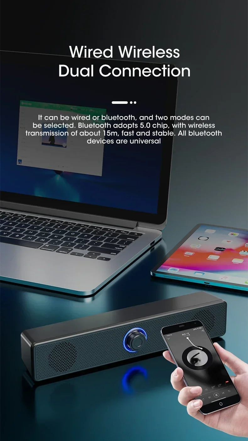 Ordinateur de bureau Bluetooth filaire de haute qualité à double usage Microphone à volume élevé Haut-parleur deux en un Système audio surround domestique