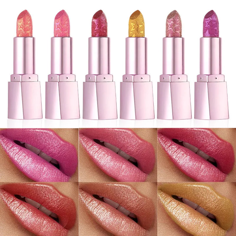 Lápiz labial brillante con brillo perlado, hidratante y de alto brillo, duradero y no pegajoso, maquillaje sensual con efecto perlado.