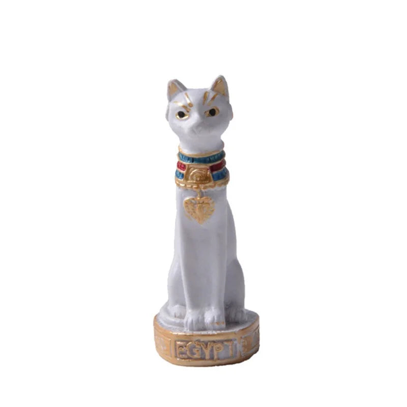 Preciosa estatua con forma de gato egipcio, estilo retro de dibujos animados, para decoración de escritorio de coche, miniaturas, animales, manualidades para el hogar, adorno.