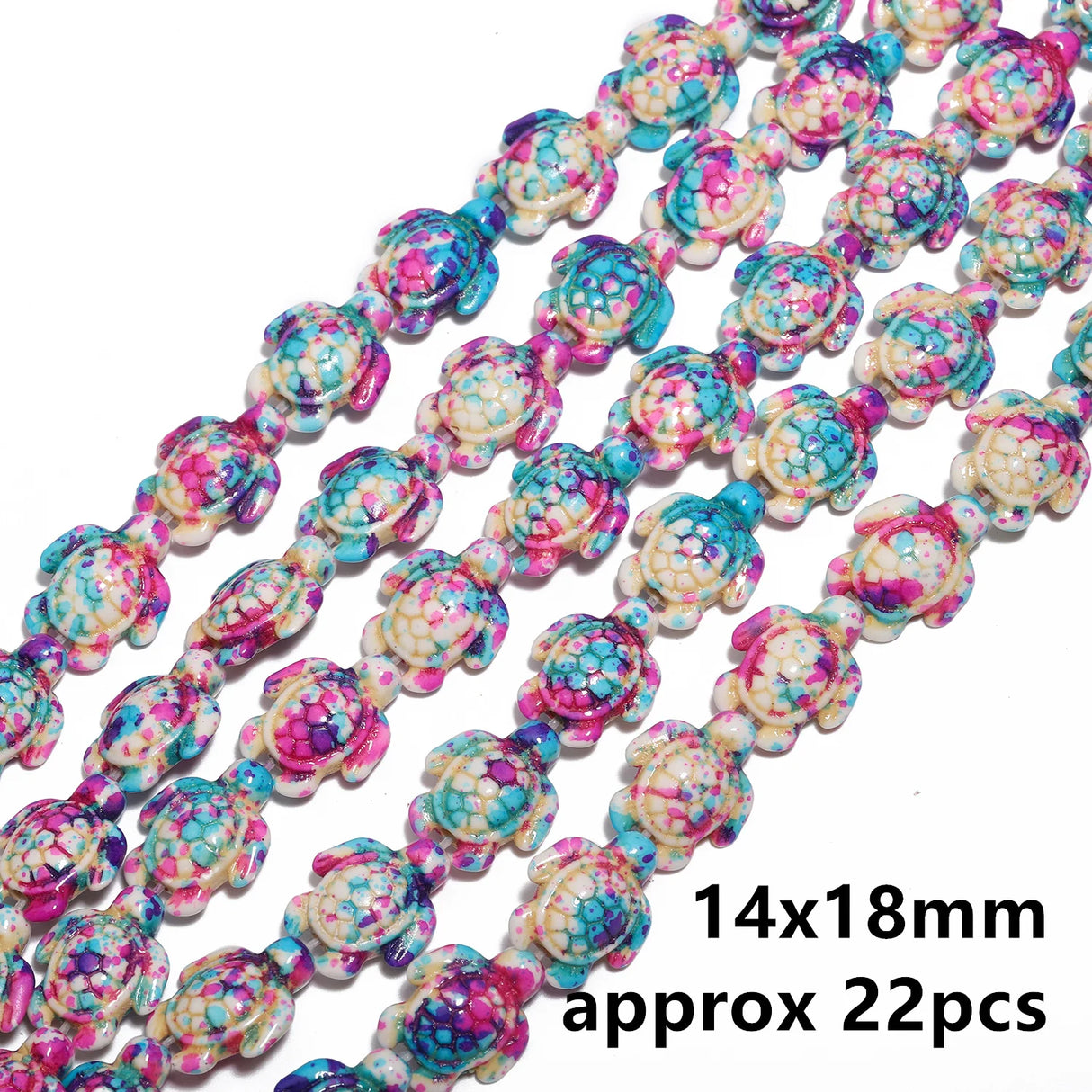 14x18mm 22pcs Sea Turtle Random Color Mix Natural Turquoise Stone Beads Bead for Jewelry Making DIY Ocean Series Bracelet - Lootquake