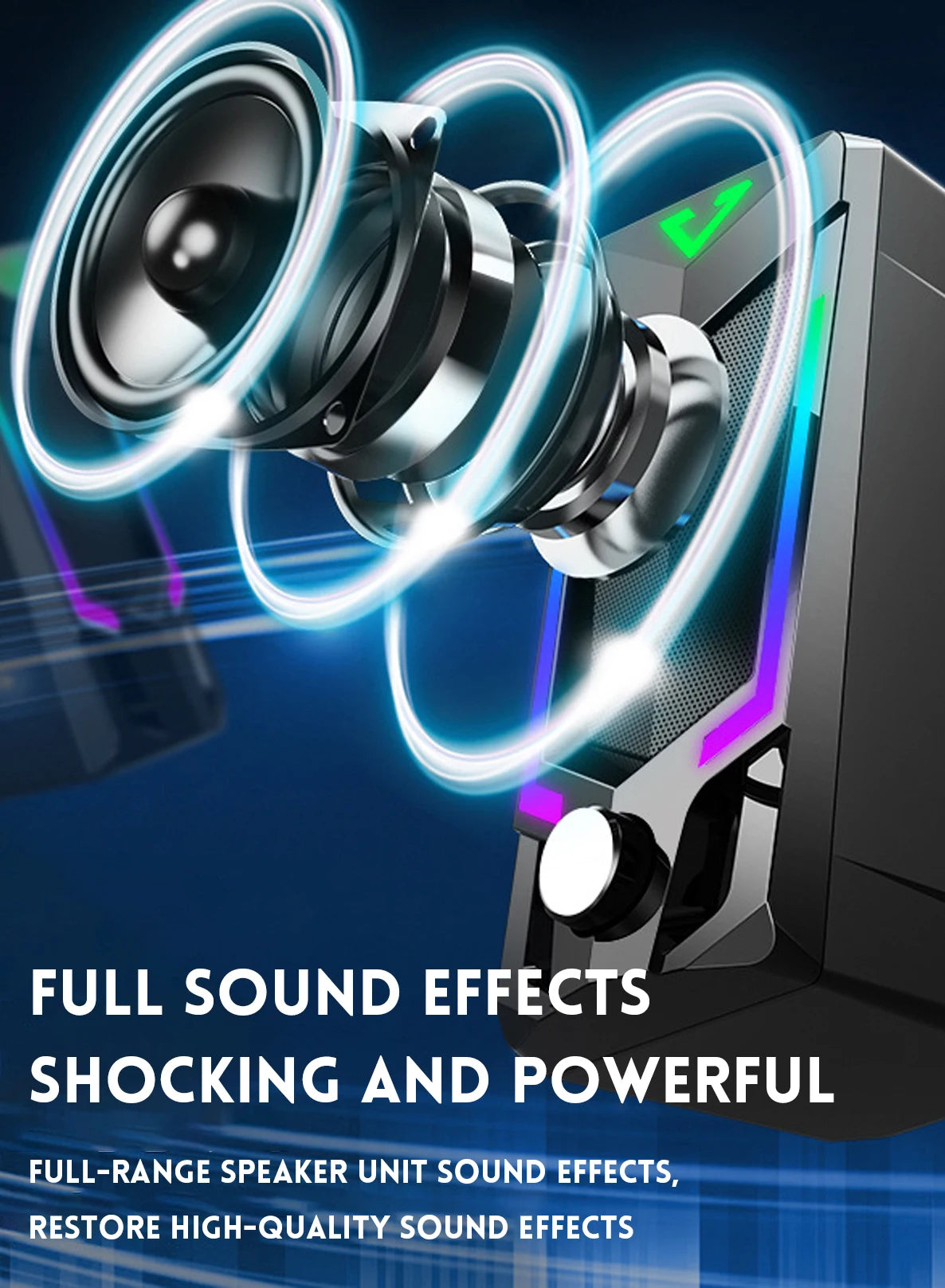 Altavoz para computadora Bluetooth RGB, altavoz para computadora de escritorio, altavoz para computadora portátil, altavoz estéreo de escritorio, alimentación por USB, con LED ambiental