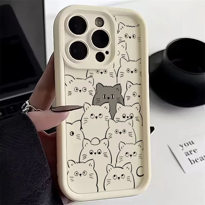 Funda de teléfono original y divertida con diseño de gato y mujer
