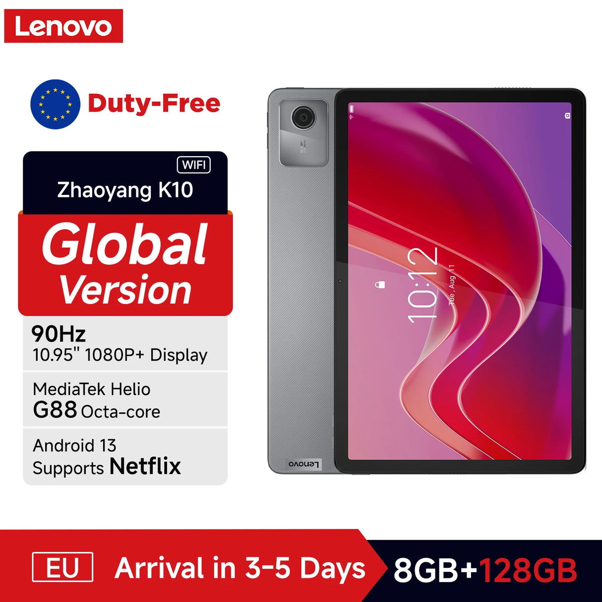 Lenovo Tab K10 M11 TB330FU 6/8+128GB Tabletas Zhaoyang K10 MediaTek Helio G88 ROM global Soporte OTA Pantalla de 10,95 pulgadas GPS WIFI