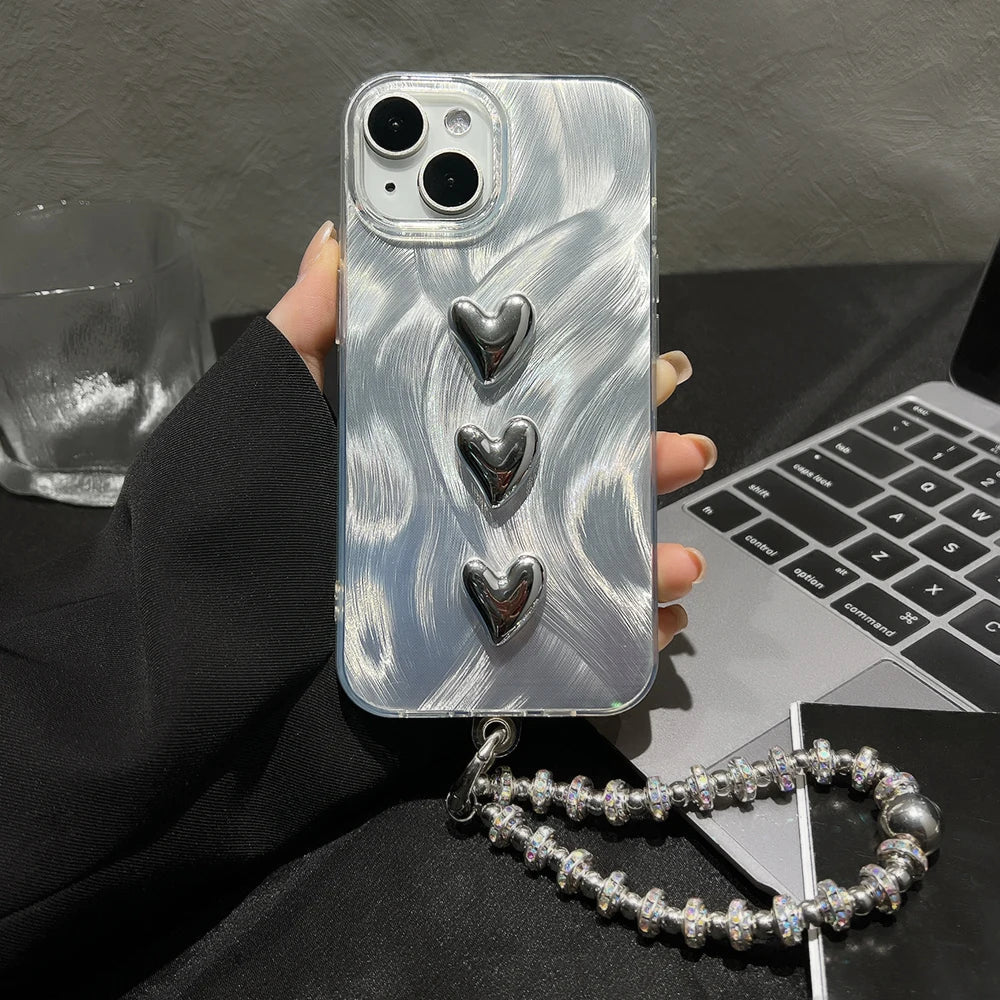 Funda suave de lujo para teléfono con corazón de amor en 3D