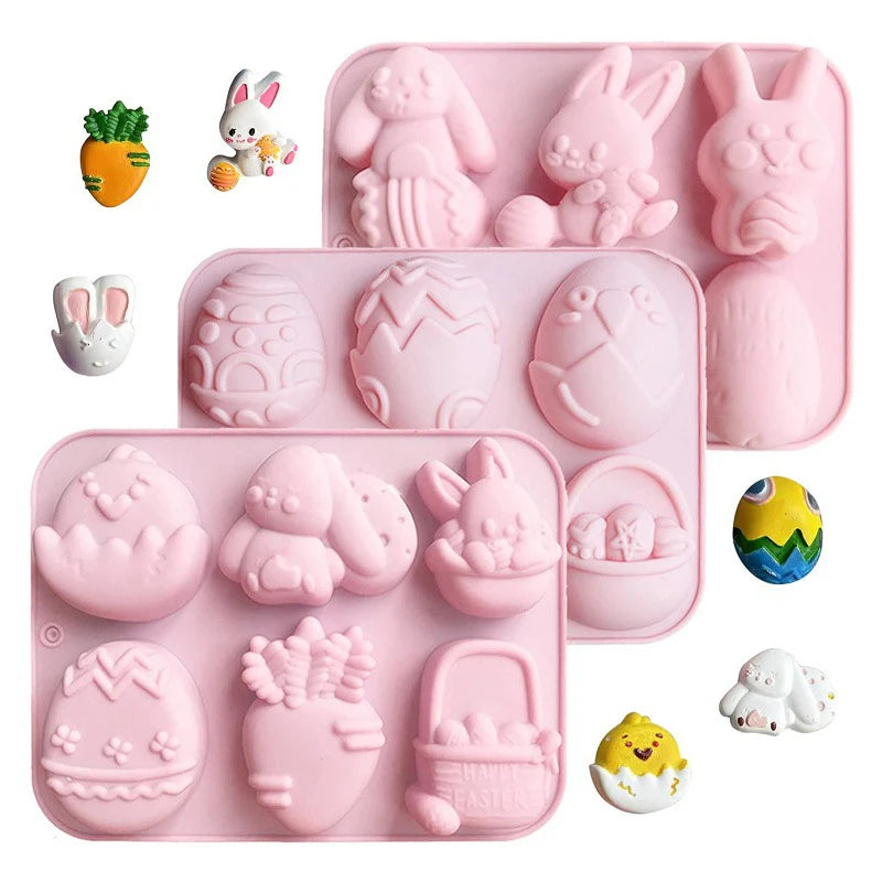 1pc 2024 Easter Bunny Silicone Mold 3D Egg Chocolate Mould Jelly Pudding Cute Rabbit Shape Easter Party Cake Decorating Tool - Lootquake
