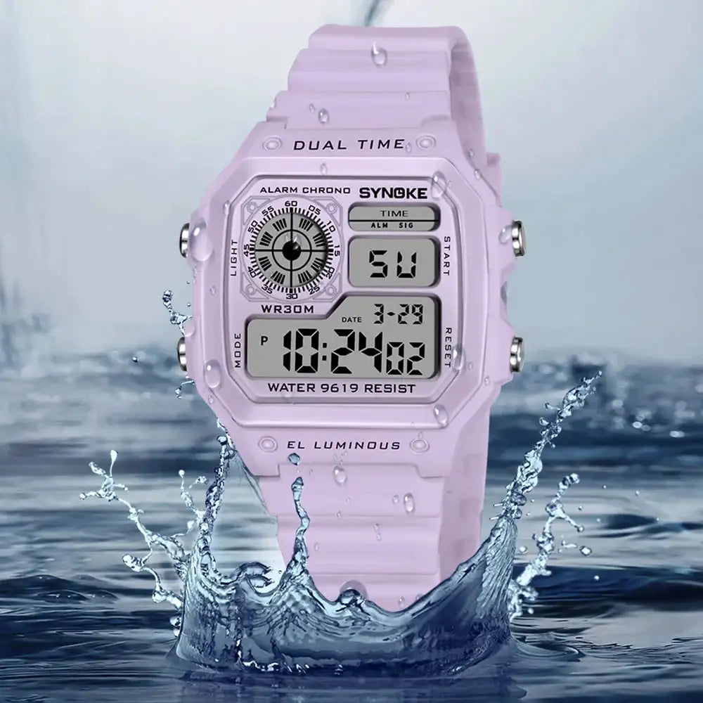 SYNOKE Digital Watches Lady Sports Luminous Multifunction Waterproof Chrono Wristwatch Outdoor Girls Fashion Student Watch New - Lootquake