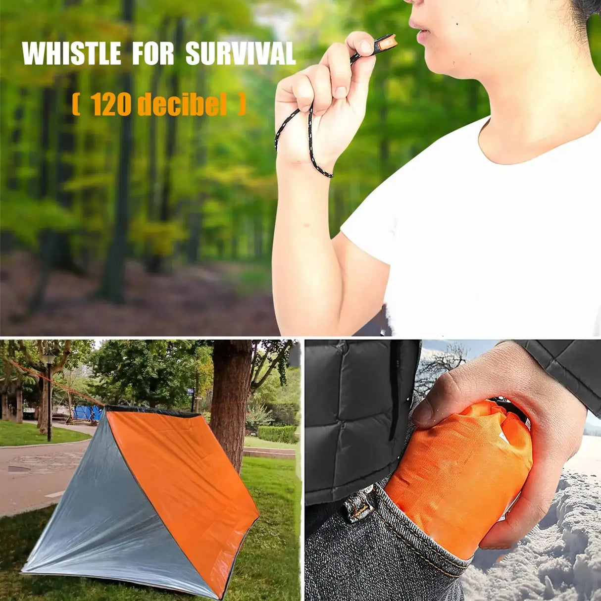 2 Person Emergency Shelter Bivy Survival Tent Kit Mylar Tube Tent Sleeping Bag Waterproof Outdoor SOS Thermal Blanket Reusable - Lootquake