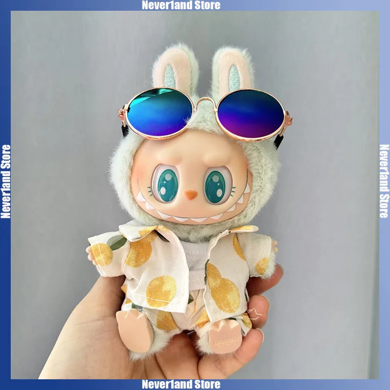 Ropa para muñecas Labubu, monos estilo resort de playa, accesorios de ropa para muñecas Labubu Idol V1 V2, muñeco de peluche universal de 15/17 cm.