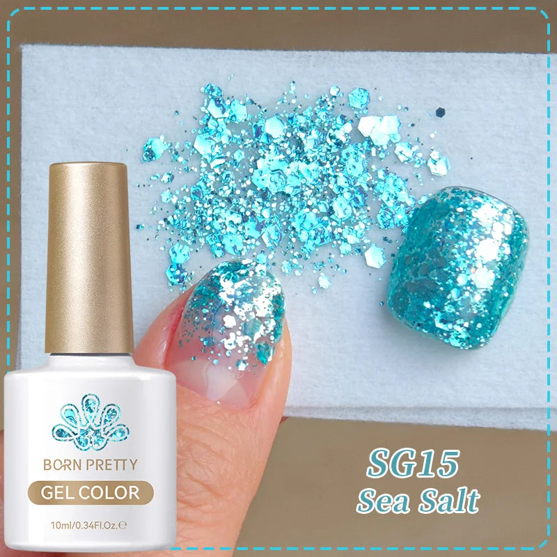 BORN PRETTY 10ml Reflective Glitter Gel Nail Polish Carat Mirage Sparkling Color Shine UV LED Soak Off Semi-Permanant Varnish