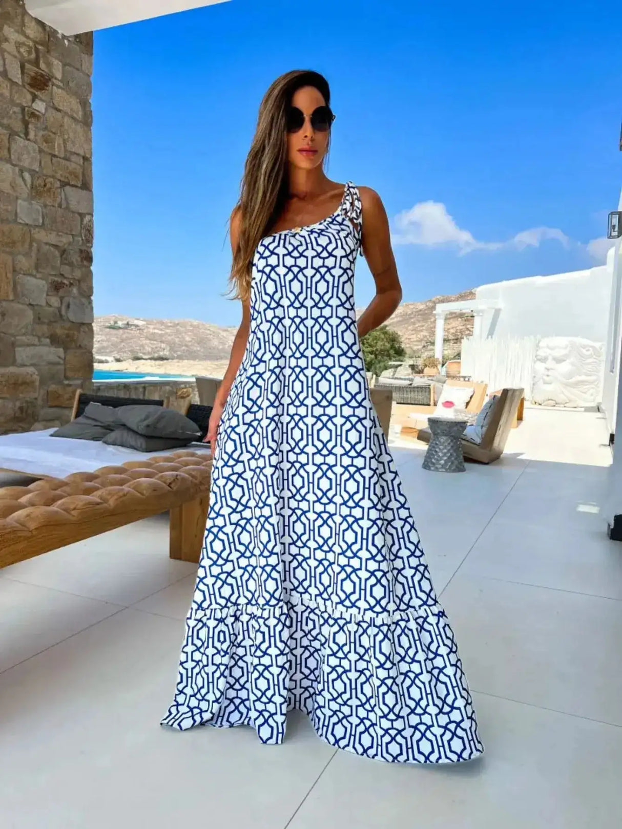 Sexy 3D Flower Long Dress Women 2024 Summer Semi-sheer Party Dresses Elegant Slim One Shoulder Maxi Vestidos Holiday Beach Robe - Lootquake