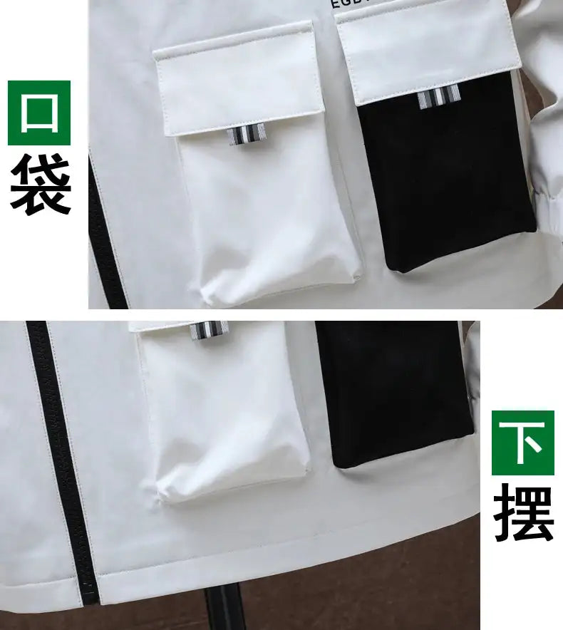 Autumn trend Hoodie Jackets Men Windbreaker Jacket Hip Hop Solid Color Outdoor Sports Hooded Coats Men Clothing - Lootquake